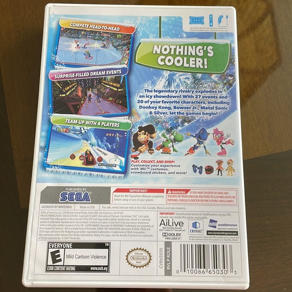 Mario and sonic at the Olympic Winter games Vancouver 2010 Nintendo Wii by Sega - Picture 2 of 4